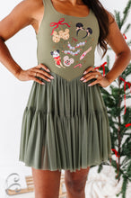 Load image into Gallery viewer, Holiday Snacks | (ADULT) Mesh GREEN DRESS