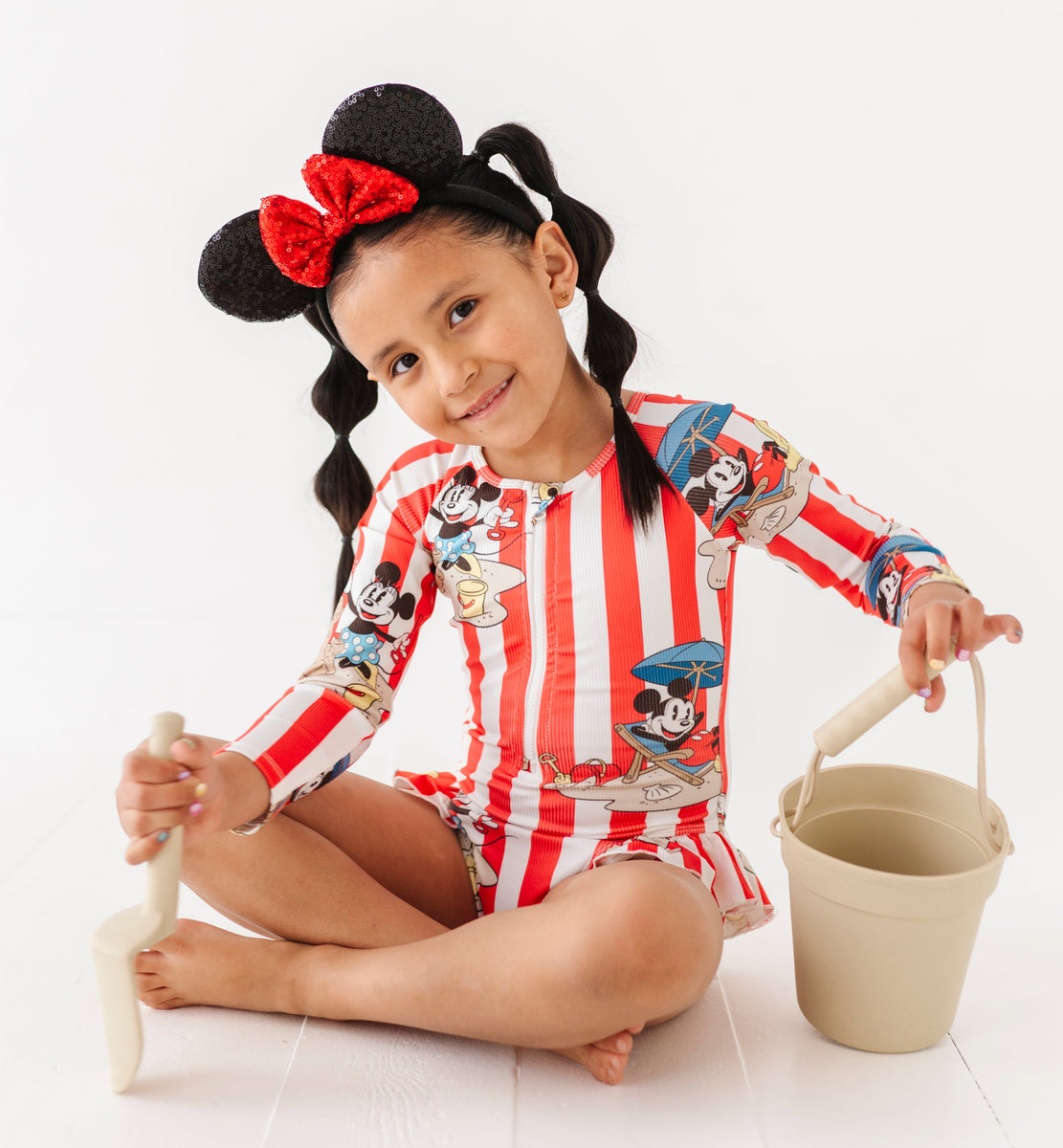 【THE MOZZ】Ray Check Wool One Piece Nautical Mouse | ONE-PIECE Rashguard – Made By Molly