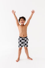 Load image into Gallery viewer, Black Check Characters | BOARDSHORTS