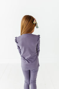 PLUM RIB | Ruffle Long Sleeve