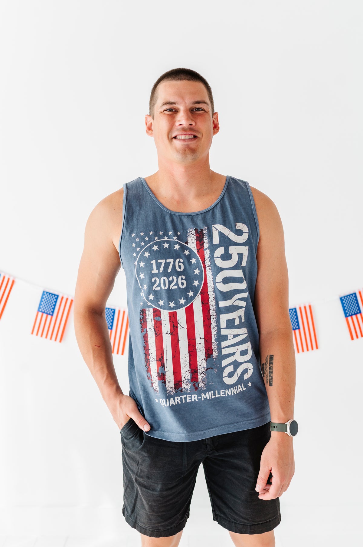 250 Year Flag | ADULT TANK (navy)