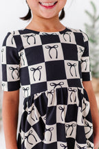 Checkered Bow | Scoop Back Dress