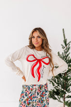 Load image into Gallery viewer, RED BOW (CREAM SHIRT) | Adult Long Sleeve Tee