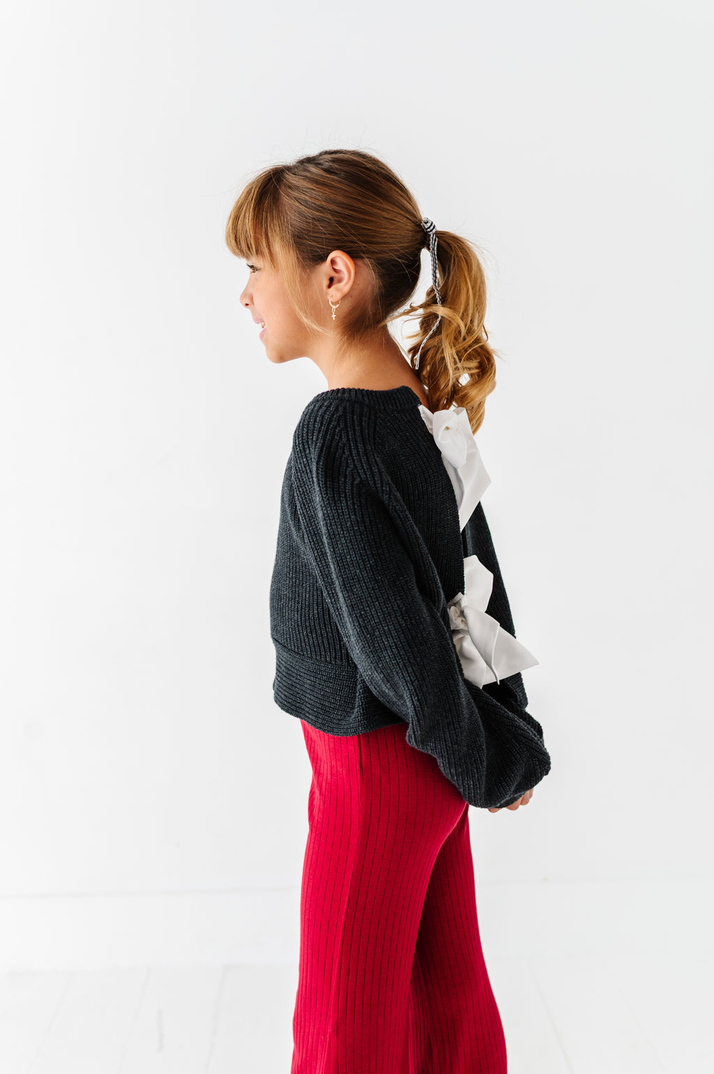 Noel Black | Bow Back Crop Sweater