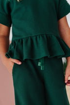 Hunter Green | Waffle Ruffle Set