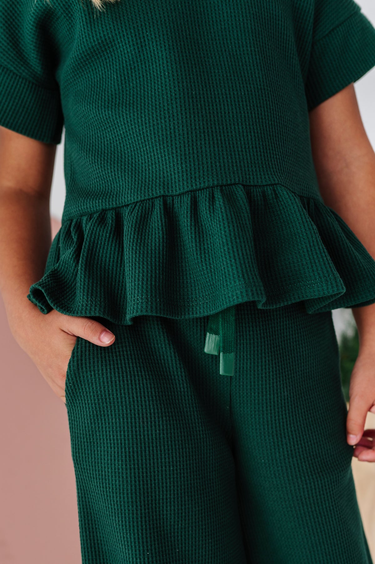 Hunter Green | Waffle Ruffle Set