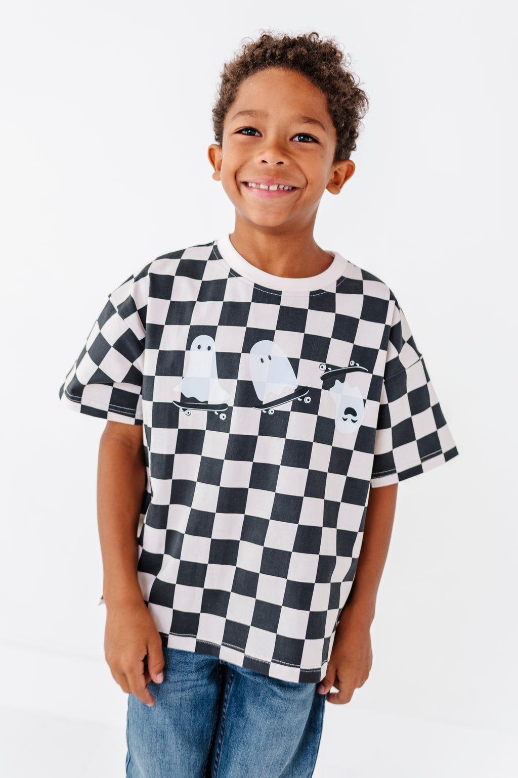 Skateboard Ghost | Checkered Boxy Tee