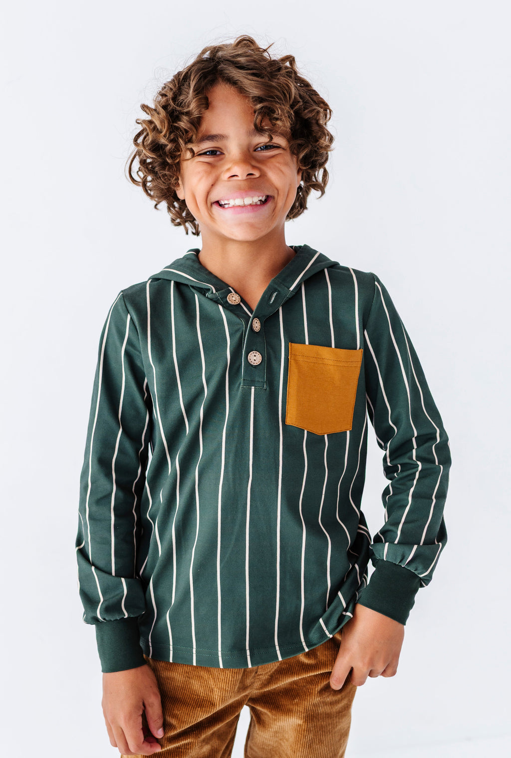 Yuletide Green Stripe | Hoodie Henley