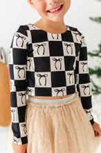Load image into Gallery viewer, Checkered Bow | CROPPED Bow Back Long Sleeve Top