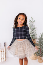 Load image into Gallery viewer, Black Plaid | CROPPED Bow Back Long Sleeve Top
