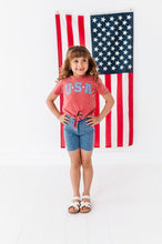 Load image into Gallery viewer, RED ‘USA’ Check | Girls Tie-Front Shirt