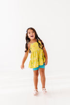 Lemon-Lime Floral | Strappy Tank Peplum