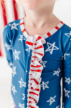 Load image into Gallery viewer, Navy Stars + Stripes | ONE-PIECE RASHGUARD