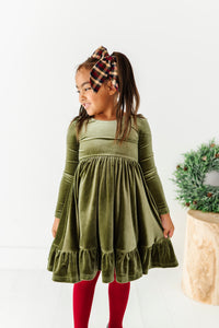 Sage | Velvet Bow Back Dress