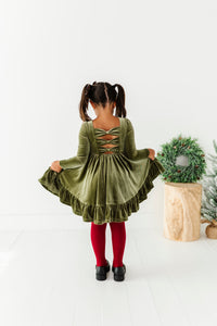 Sage | Velvet Bow Back Dress