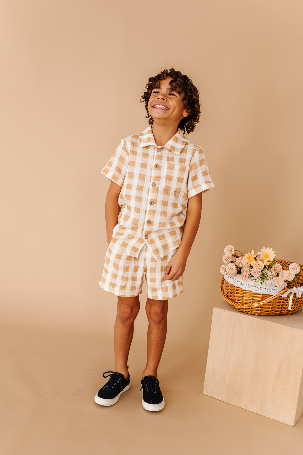 Honey Gingham | BOYS LINEN SET