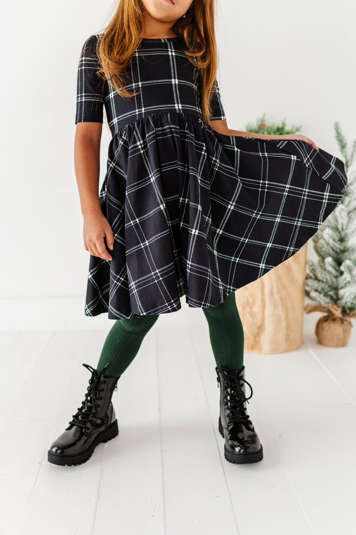 Black Plaid | Scoop Back Dress