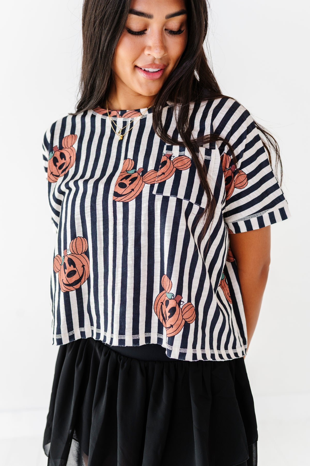Striped Mickey Pumpkin | ADULT Boxy Crop