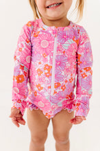 Load image into Gallery viewer, Neon Floral: ONE-PIECE Rashguard