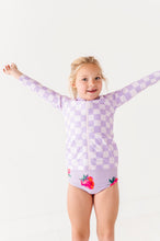 Load image into Gallery viewer, Violet Check: RASHGUARD ZIP-UP *SHIRT ONLY!*