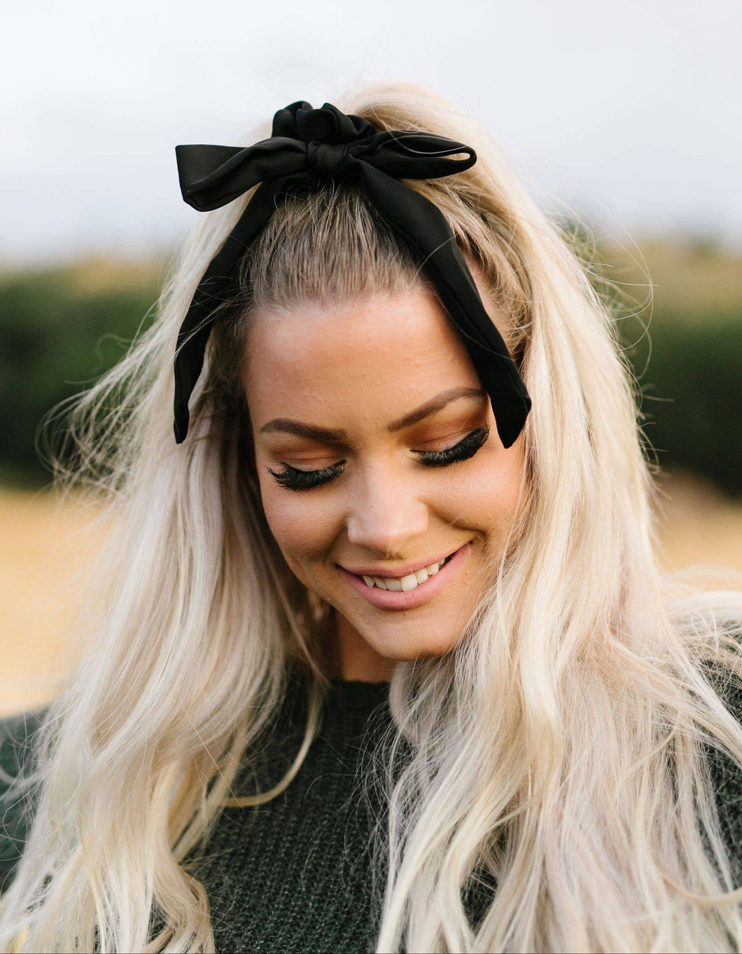 Black Long Bow Scrunchie