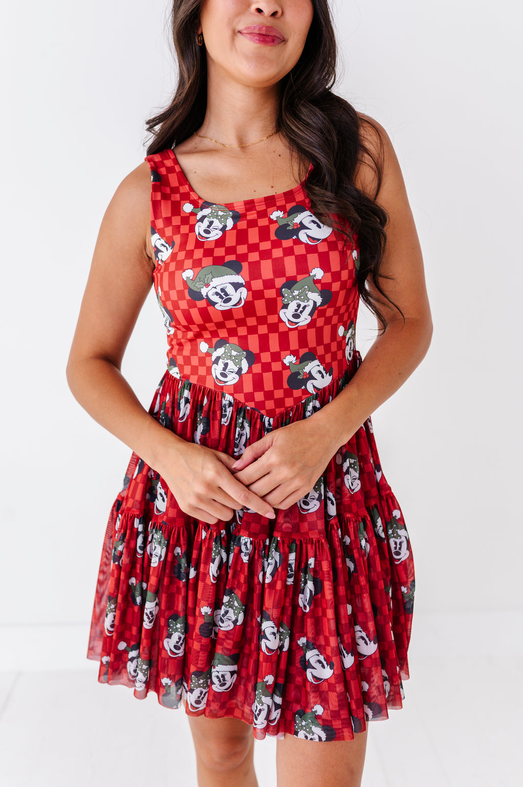 Minnie's Holly Check | ADULT Mesh Dress