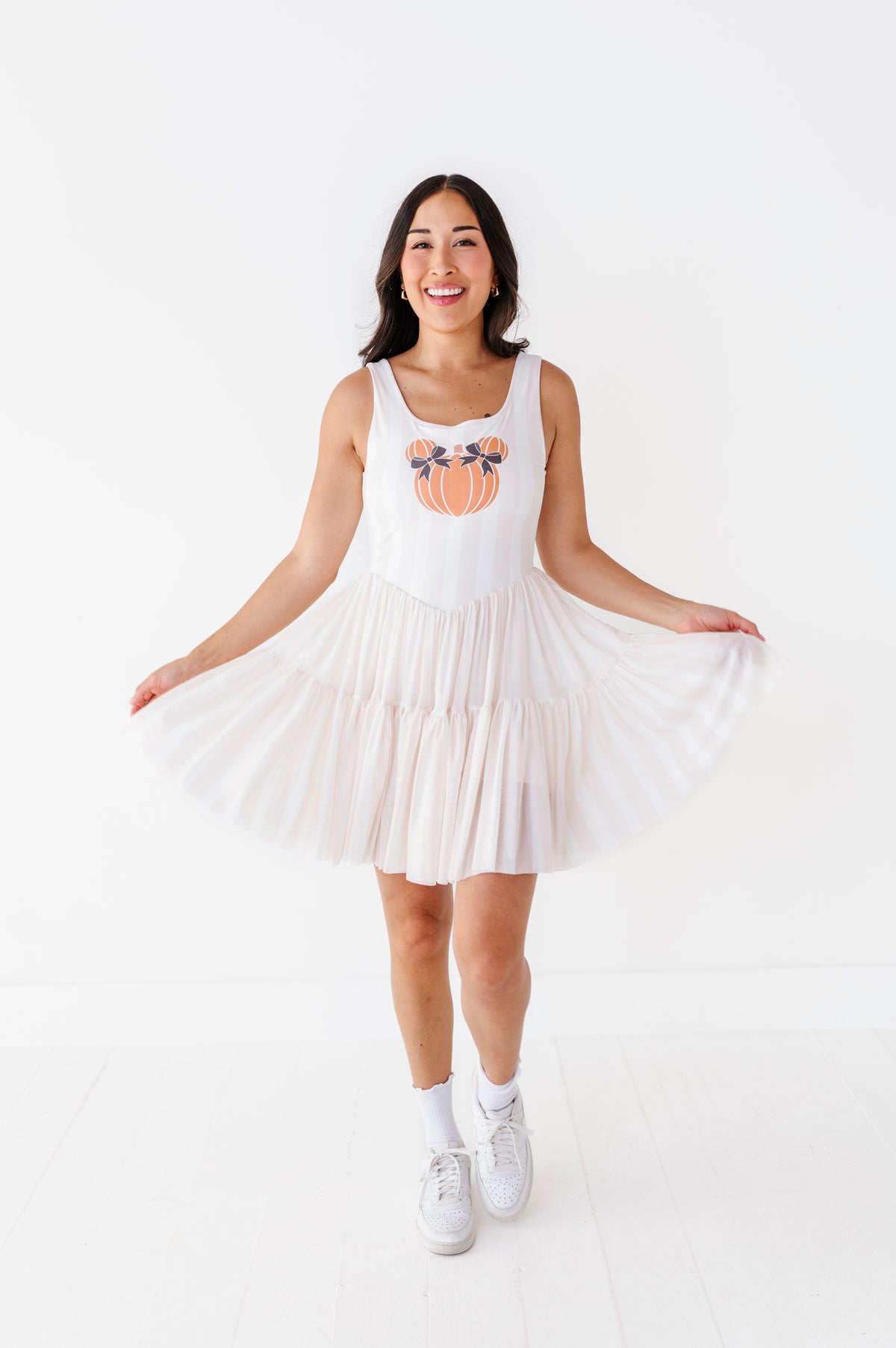 Piggy Pumpkin STRIPE | ADULT Mesh Dress