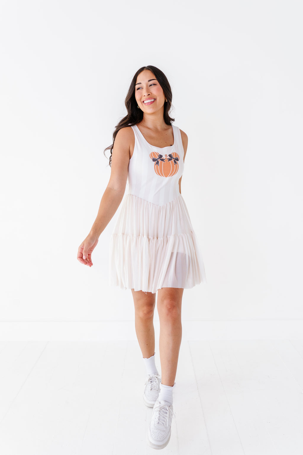 Piggy Pumpkin STRIPE | ADULT Mesh Dress