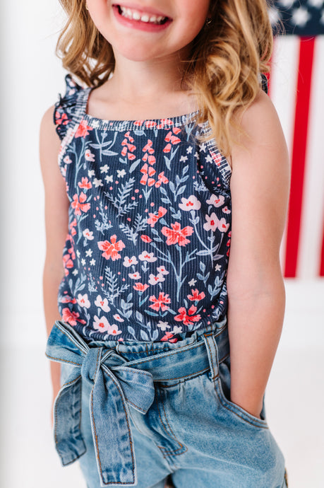 Freedom Floral | Ribbed Tank