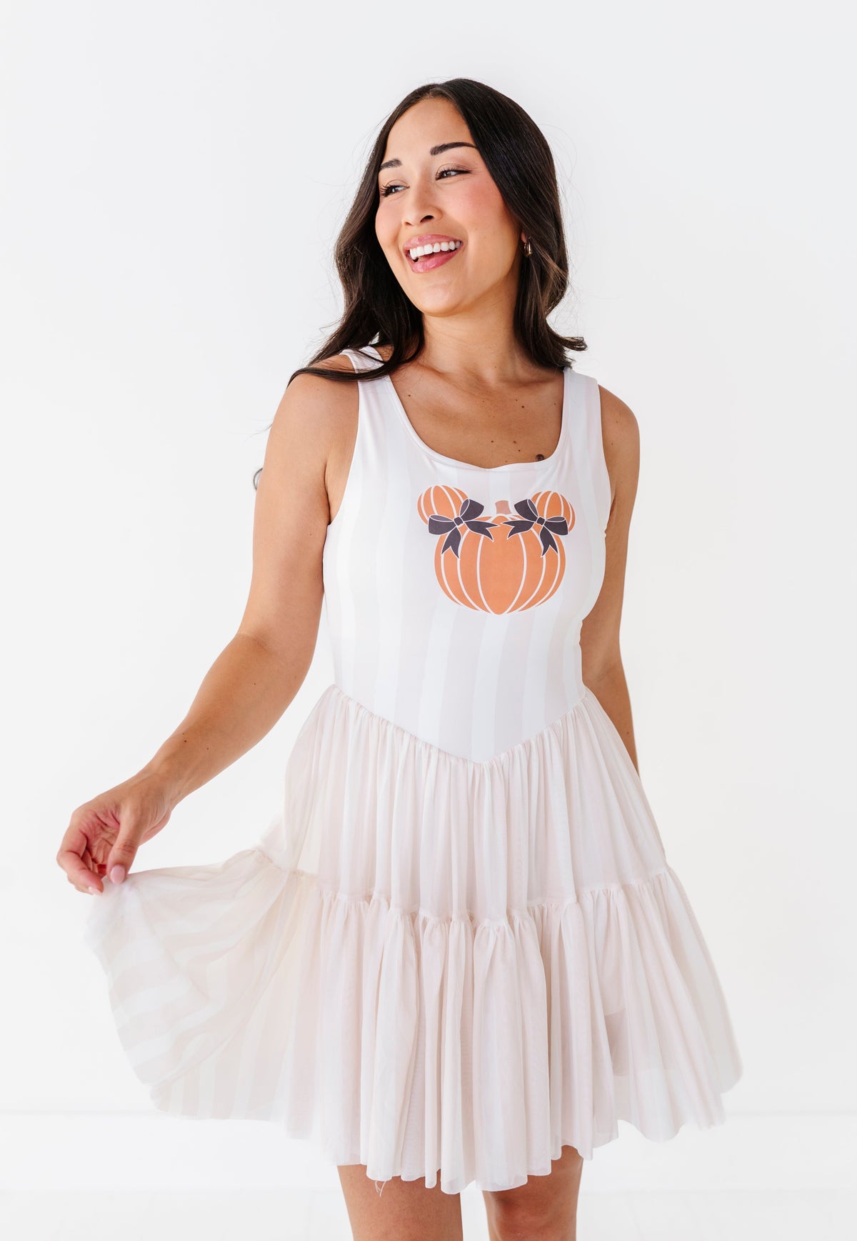 Piggy Pumpkin STRIPE | ADULT Mesh Dress