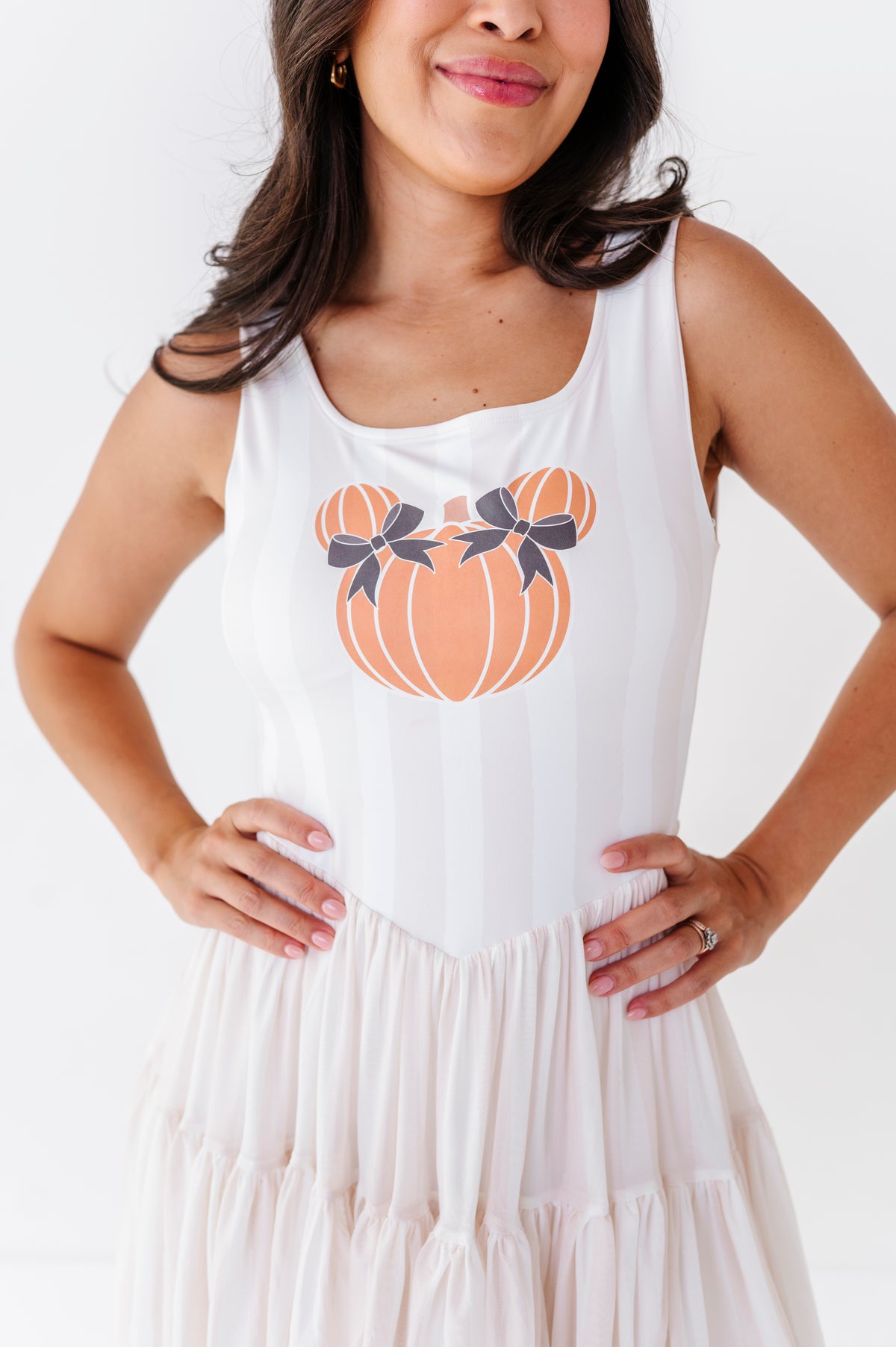 Piggy Pumpkin STRIPE | ADULT Mesh Dress