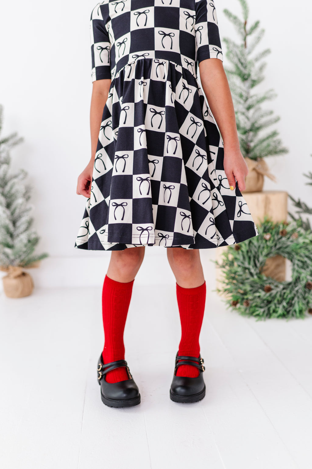 Checkered Bow | Scoop Back Dress