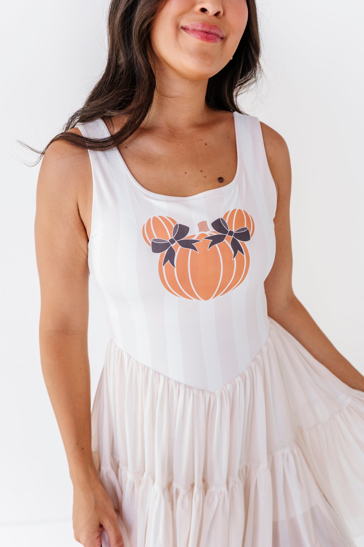 Piggy Pumpkin STRIPE | ADULT Mesh Dress