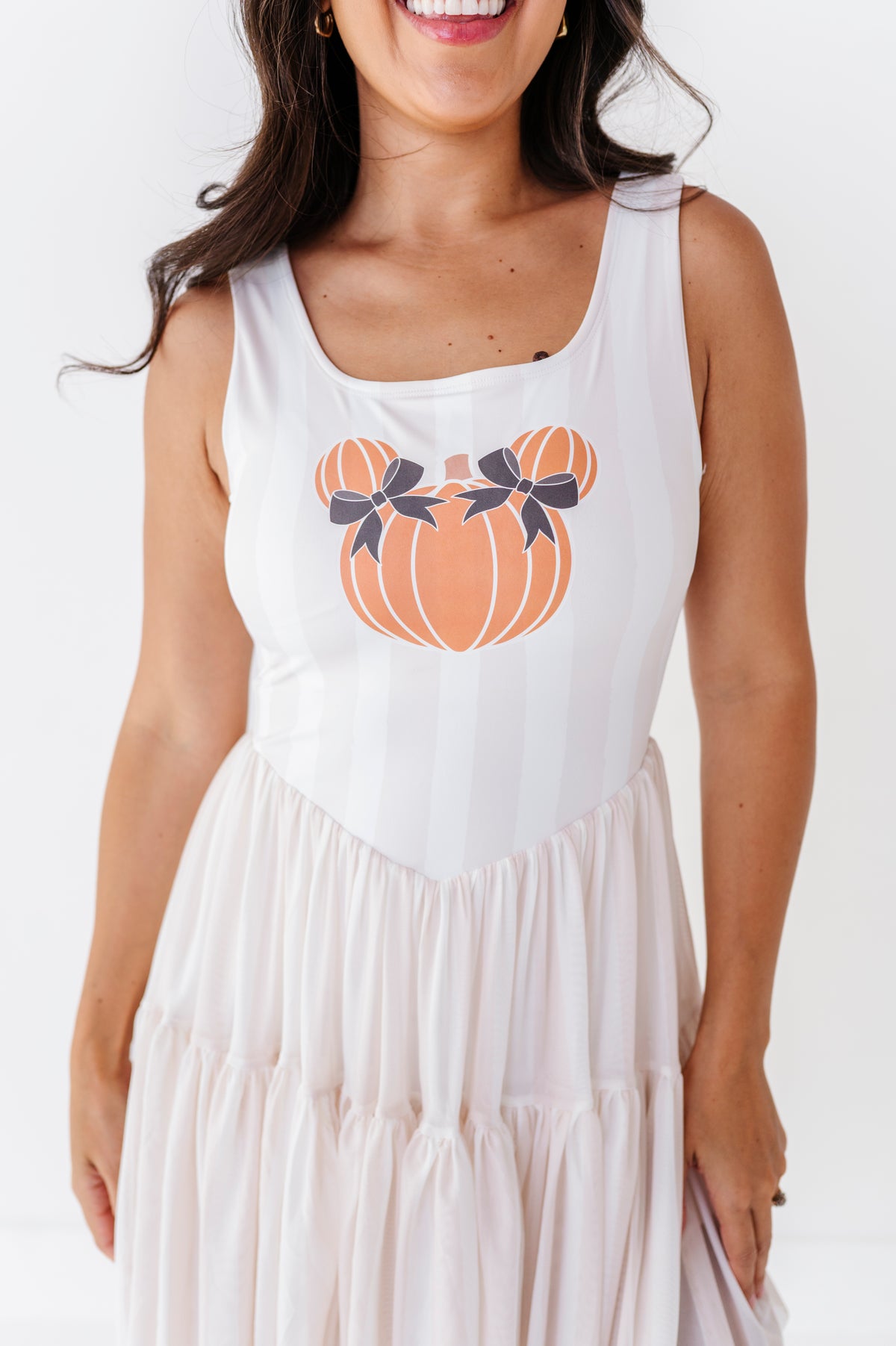 Piggy Pumpkin STRIPE | ADULT Mesh Dress