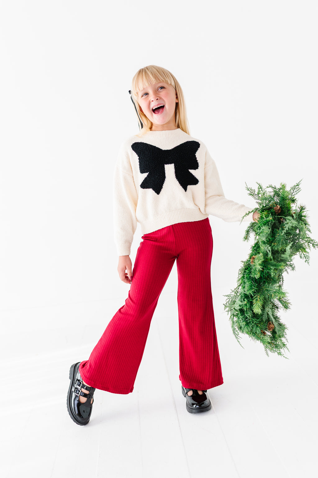 Holly Berry | Rib Wide Leg Pants