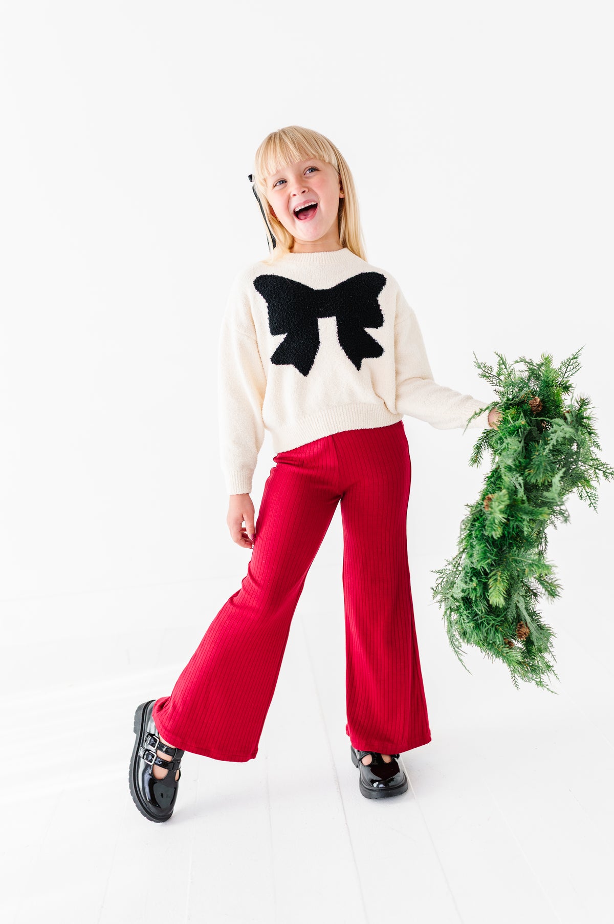 Holly Berry | Rib Wide Leg Pants