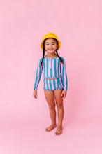 Load image into Gallery viewer, Cabanna Stripes | 1/4th ZIP RASHGUARD 2-PIECE