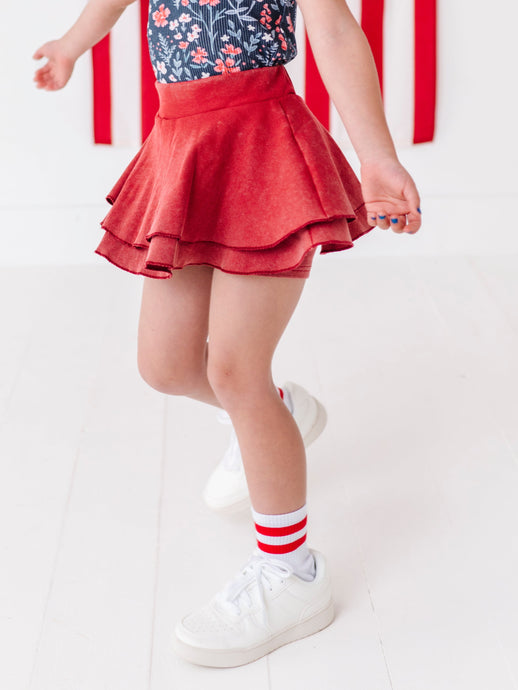 Red RIBBED | Skort