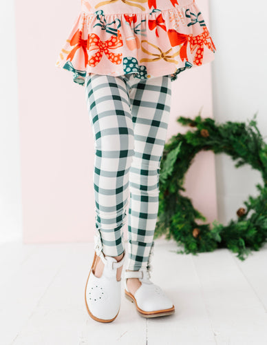 Pine Plaid | SLIM Ruffle Leggings