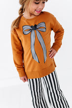 Load image into Gallery viewer, Stripe Mouse Bow (RUST) | SIDE SPLIT SWEATSHIRT