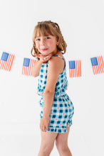 Load image into Gallery viewer, Blue-Bell Gingham | RUFFLE LINEN CROP + SHORTS SET