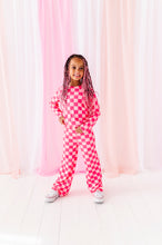 Load image into Gallery viewer, Hot Pink Check | Wide Leg Ribbed SET