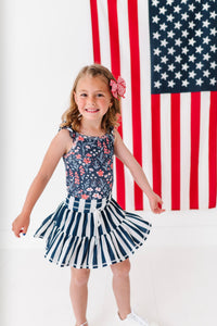 Navy Stripe Skort