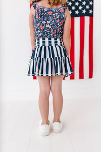 Navy Stripe Skort