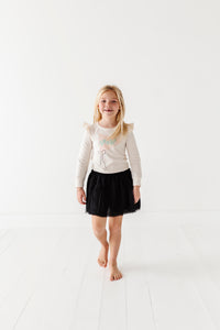 Lucky Pendant Flag| Cream Ruffle Long Sleeve