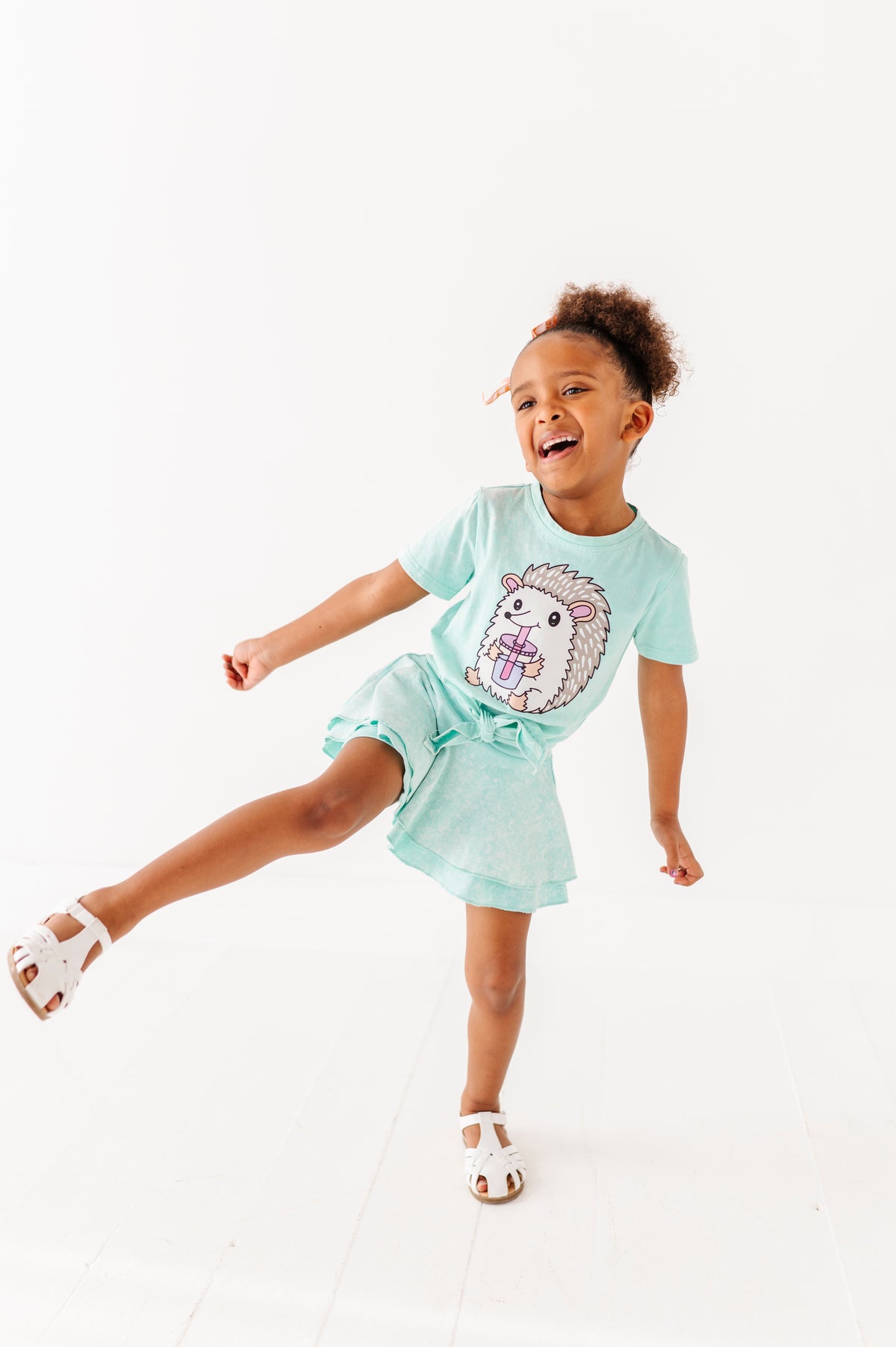 Hedgehog | Mint Vintage Front-Tie Tee