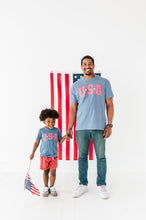 Load image into Gallery viewer, Navy ‘USA’ Check  | BOYS Tee