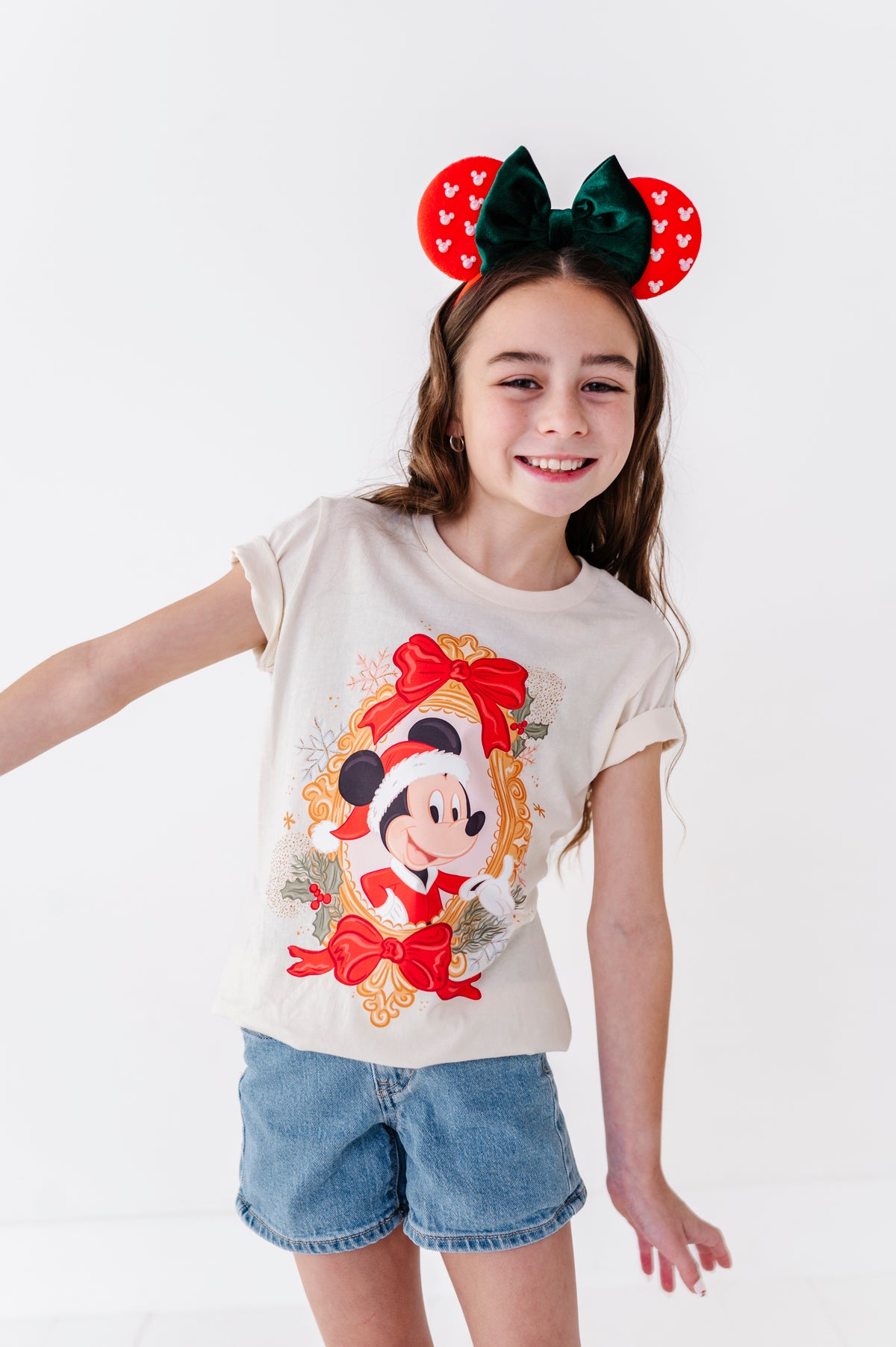 Mickey Bow Frame | KIDS CREAM TEE