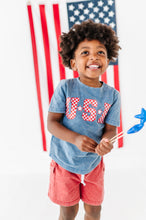 Load image into Gallery viewer, Navy ‘USA’ Check  | BOYS Tee