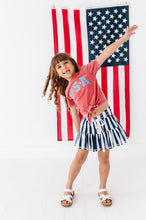 Load image into Gallery viewer, RED ‘USA’ Check | Girls Tie-Front Shirt